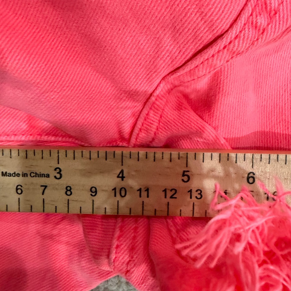 Risen Jeans NWT Coral Pink High Rise Frayed Cutoff Denim Shorts XL RDS6004 Neon - Picture 7 of 10